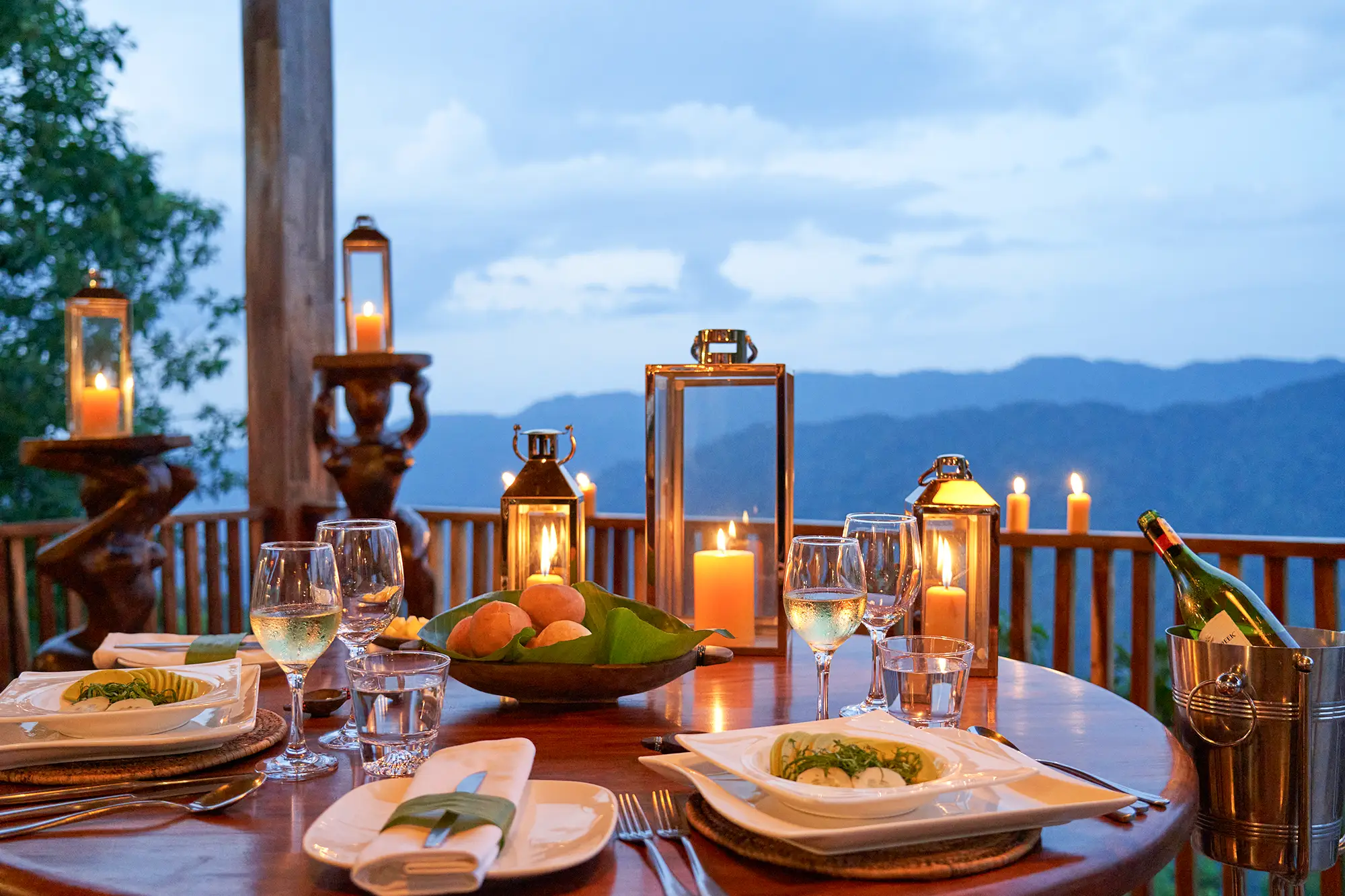 Luxury dining experience during a Virunga Lodge gorilla safari