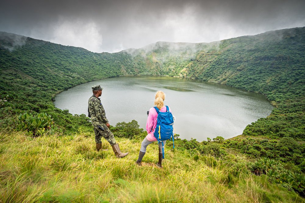 Mount Bisoke hiking experience near Volcanoes National Park Rwanda