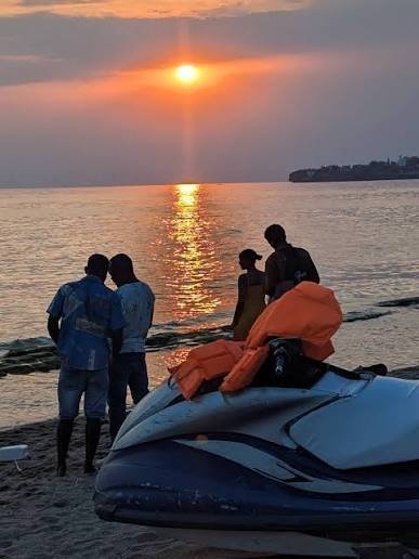 Beautiful sunset over Lake Kivu in Rwanda