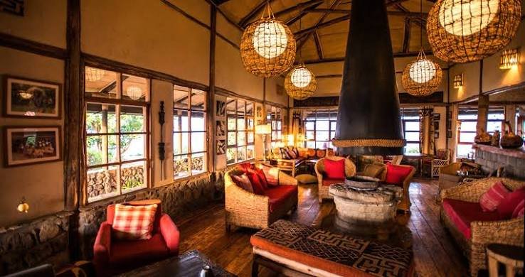 Virunga Lodge Rwanda with scenic mountain and lake views
